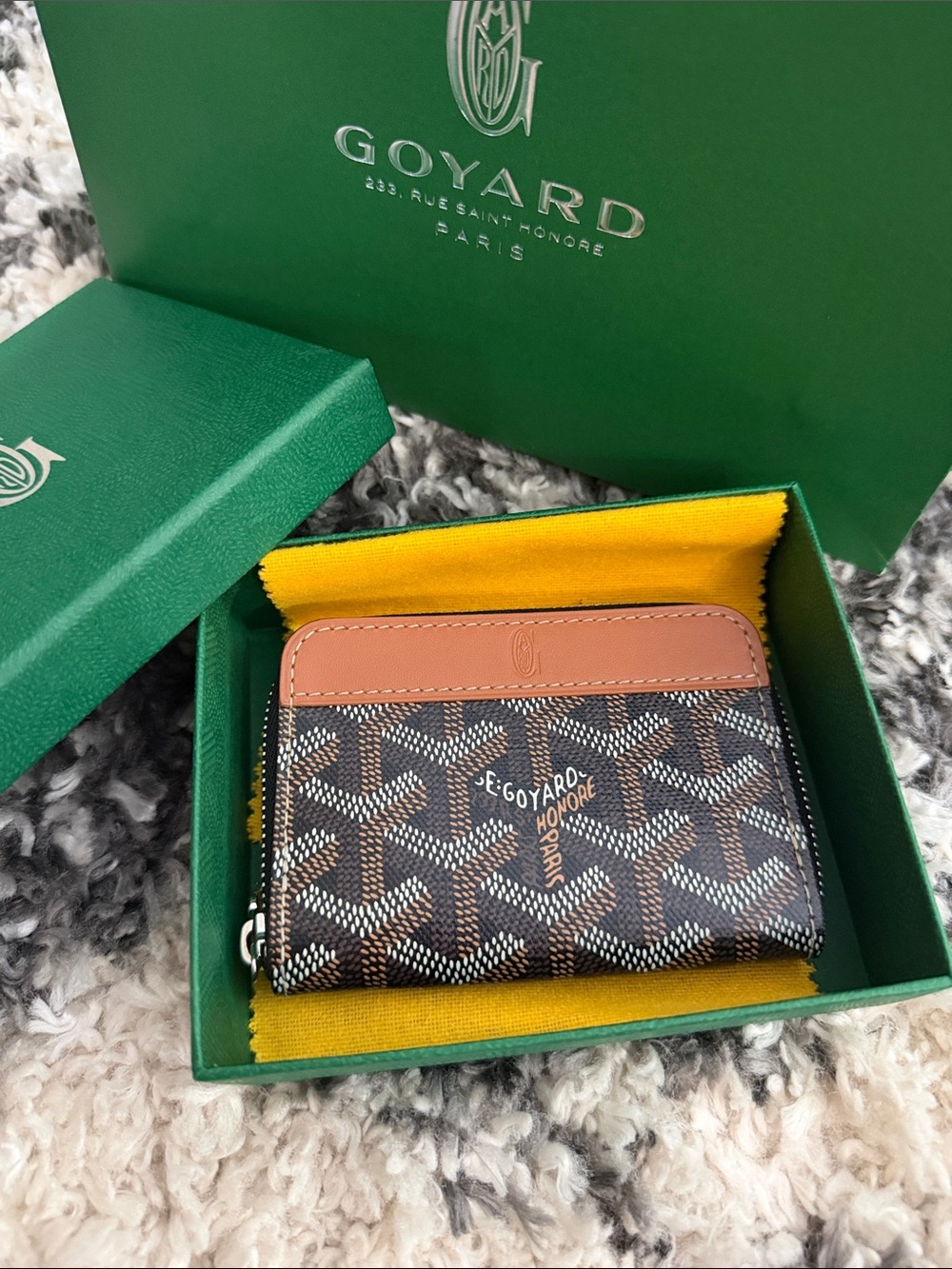 GOYARD BLACK CANVAS TAN LEATHER "MATINGON MINI' WALLET